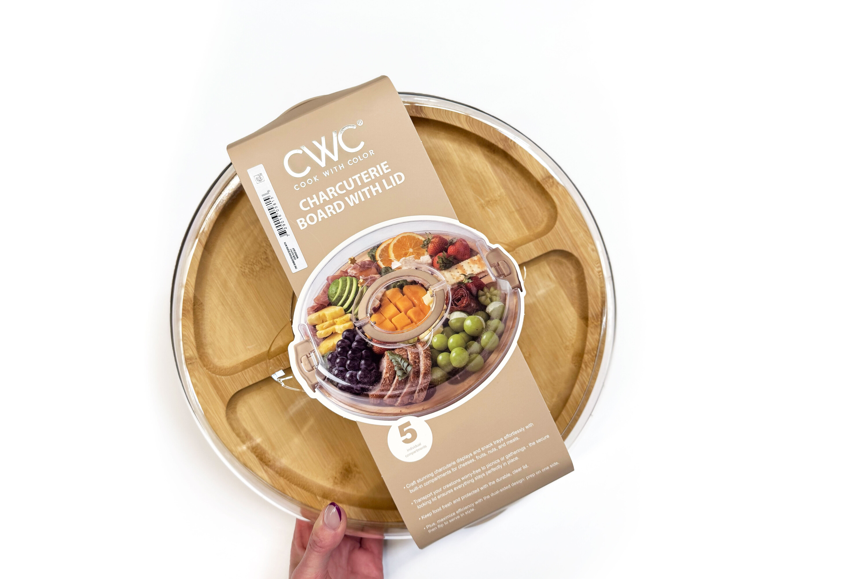 Cook With Color Bamboo Charcuterie Board with Lid