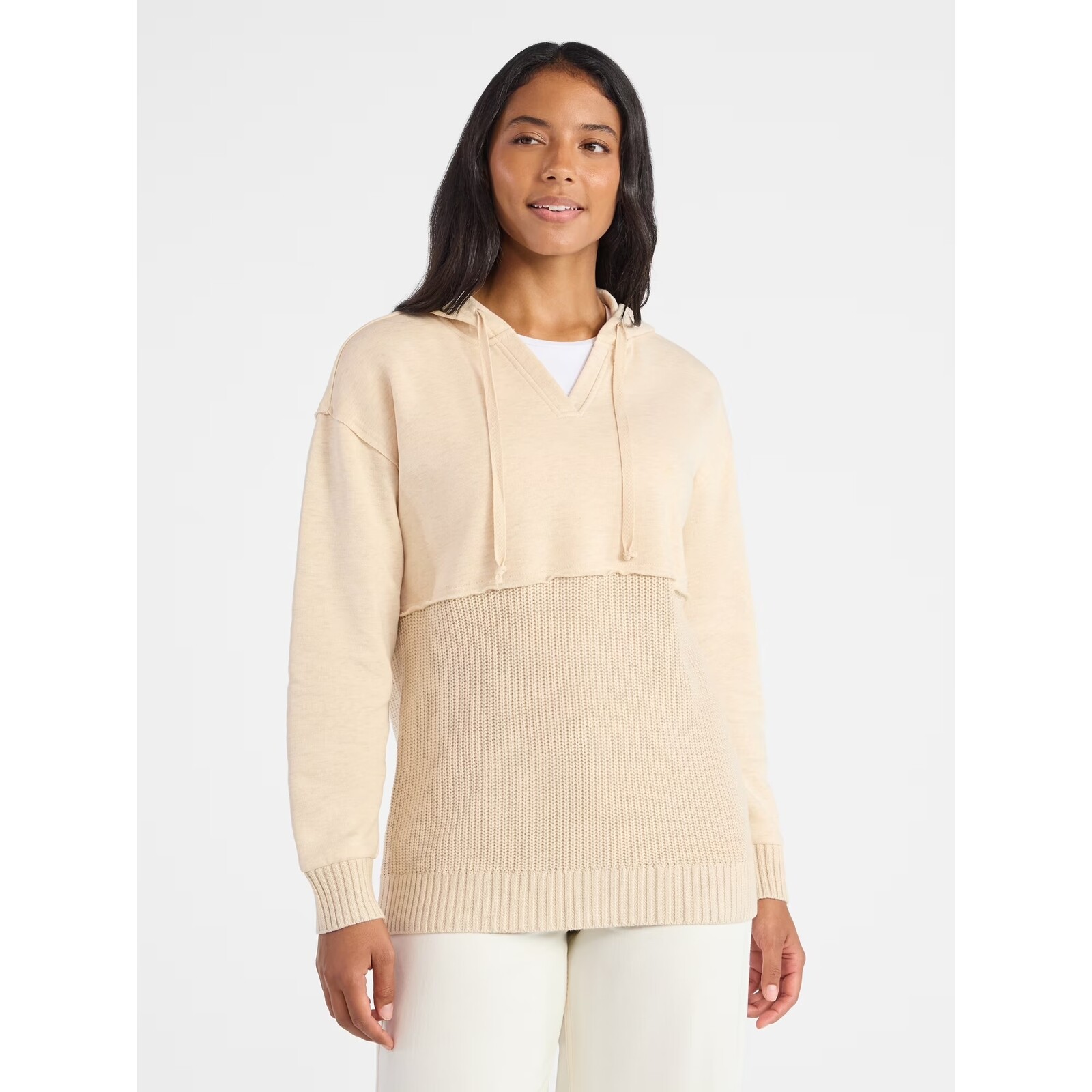 Time and Tru Mixed Media Hoodie