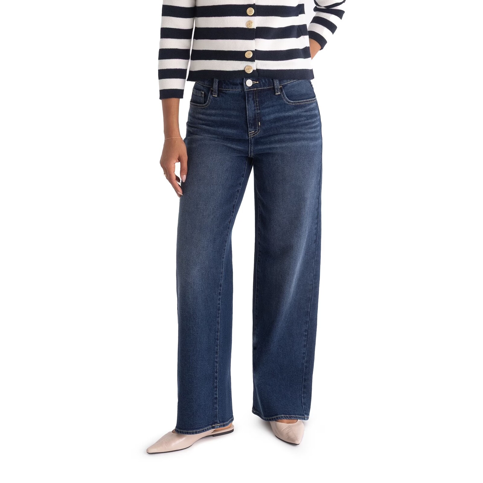 Jordache Women's High Rise Wide Leg Jeans