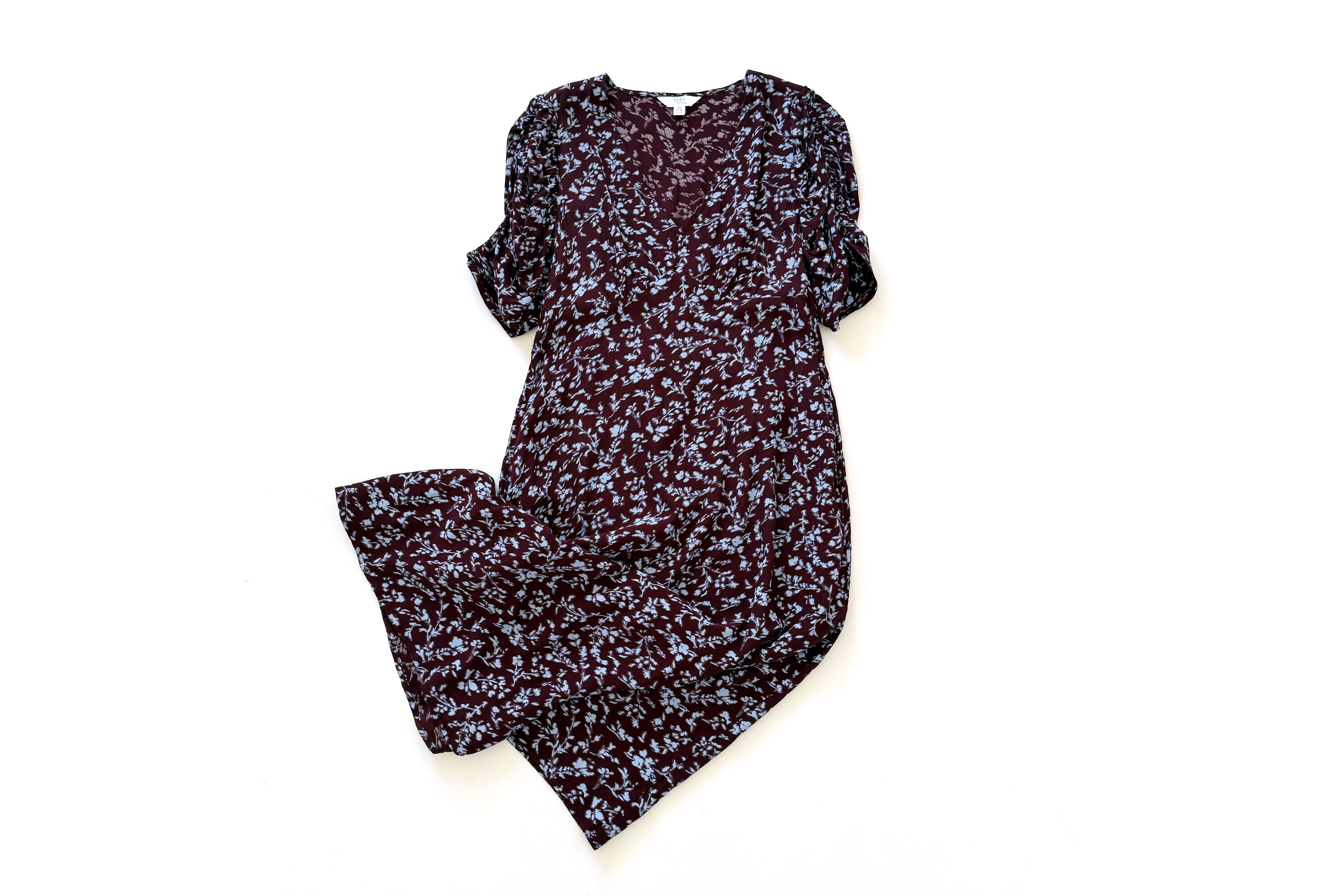 Time and Tru Midi Dress with Ruched Sleeves