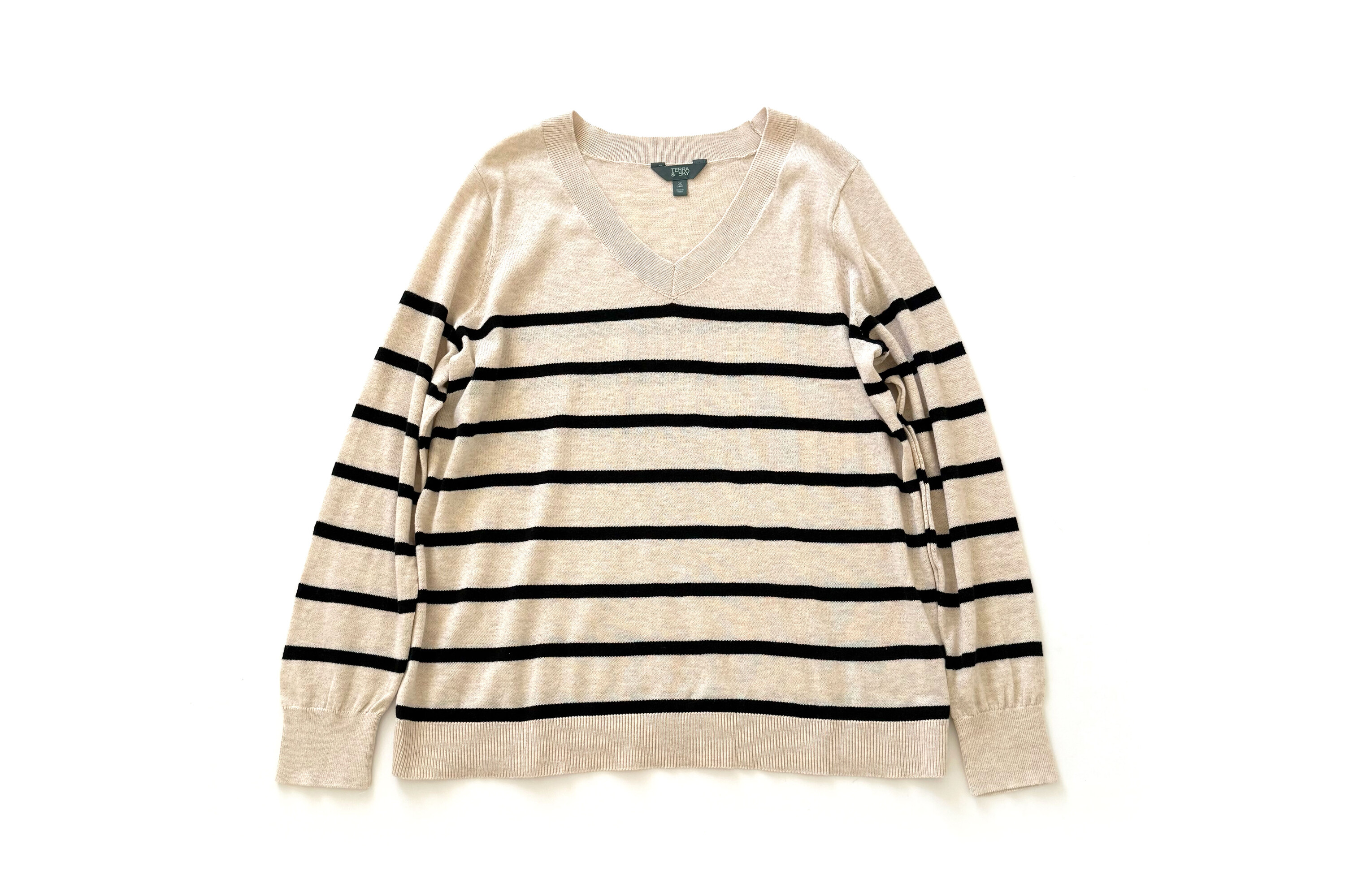 Terra & Sky Striped V-Neck Sweater