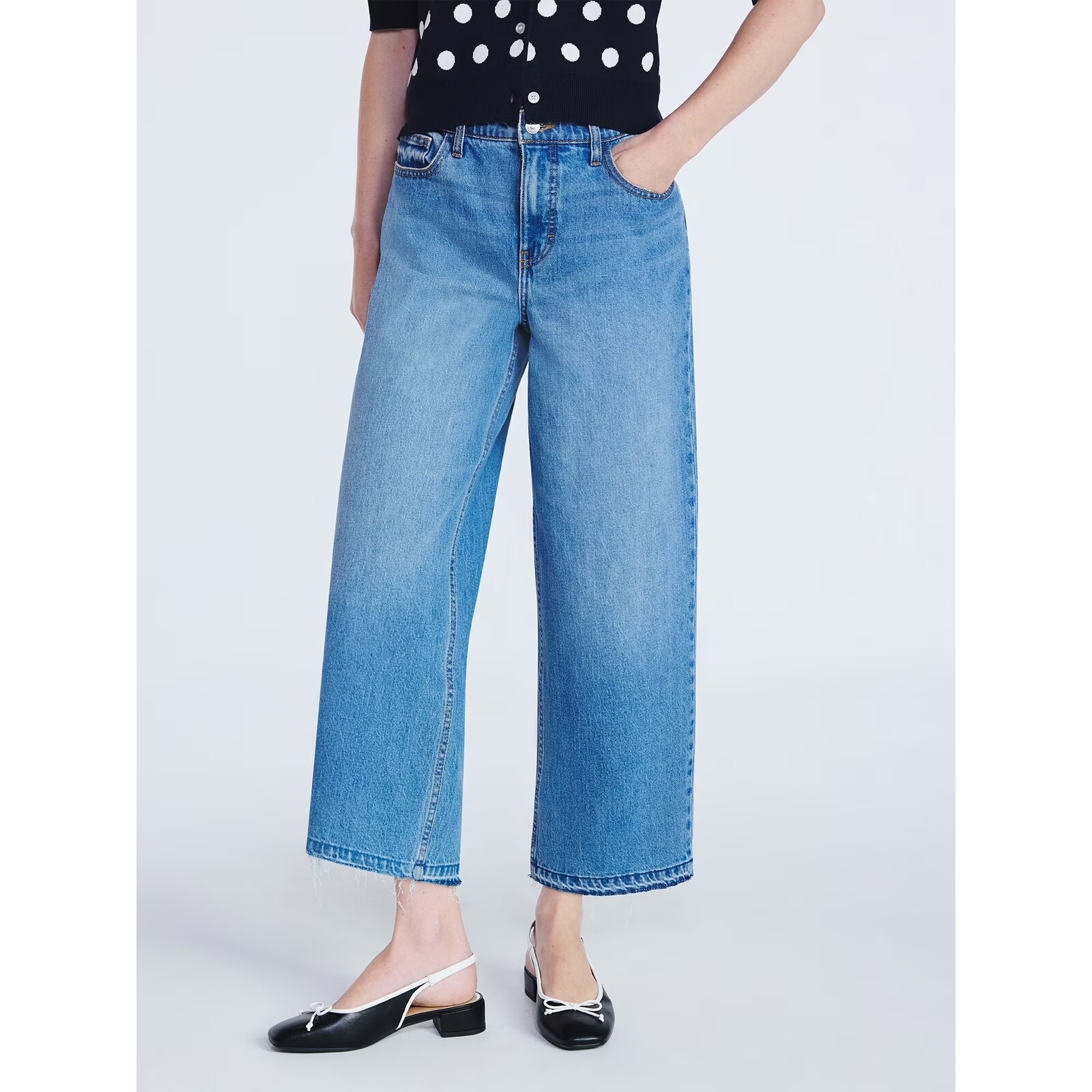 Free Assembly Midrise Wide Leg Release Hem Jeans