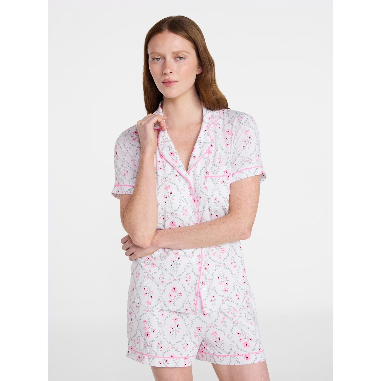 Joyspun Dreamy Soft Collection Notch Top and Shorts Pajama Set