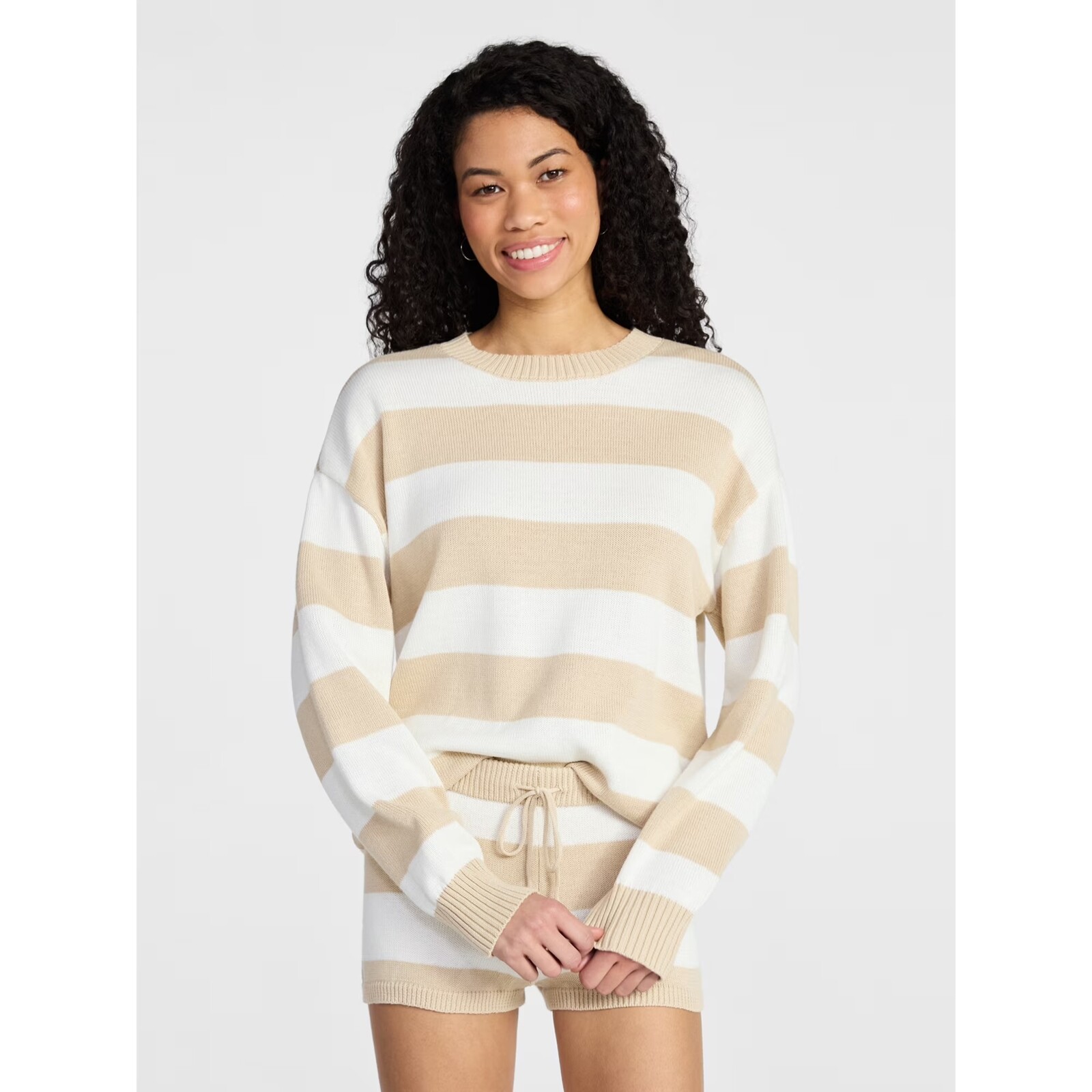No Boundaries Striped Drop Shoulder Sweater