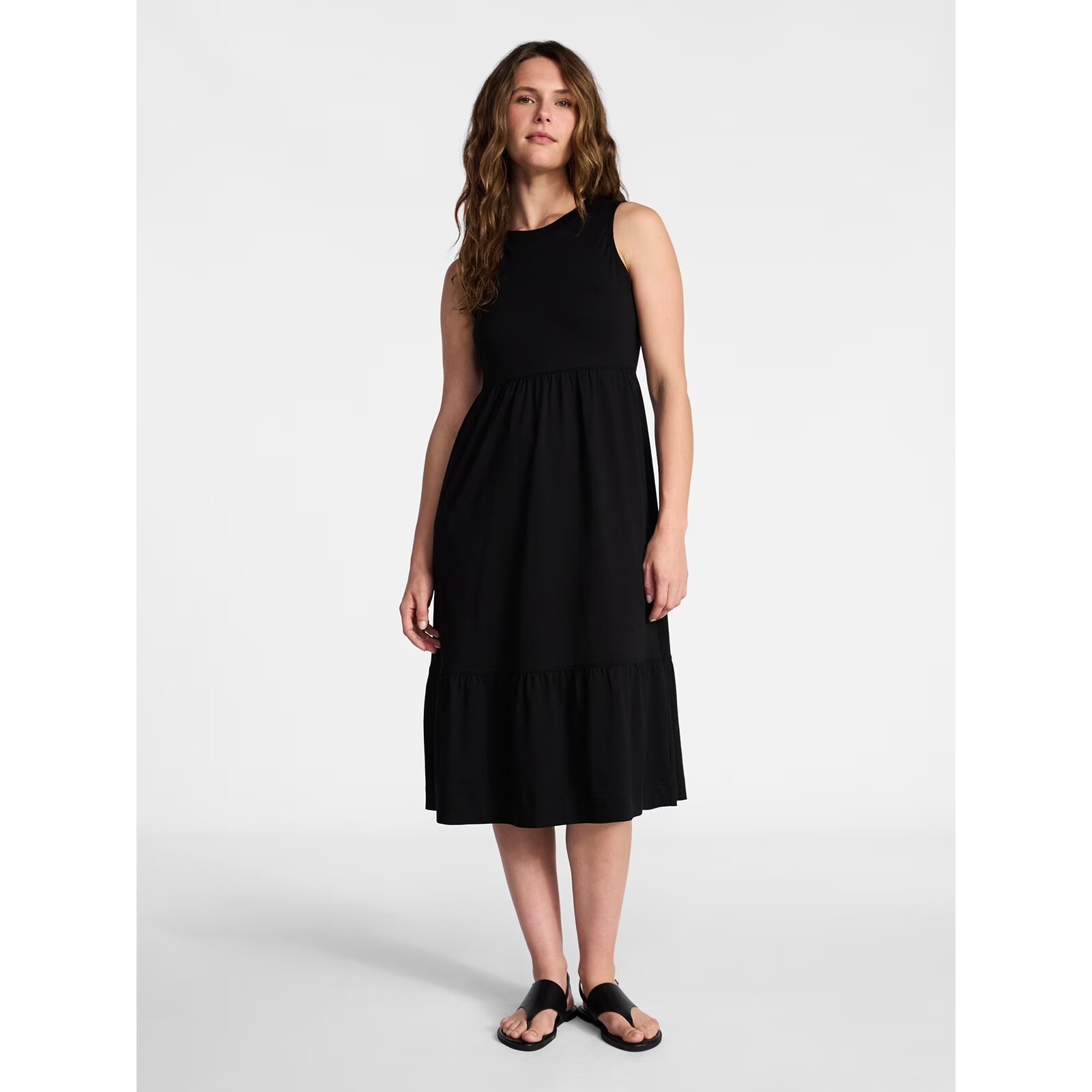 Time and Tru Sleeveless Tiered Midi Dress