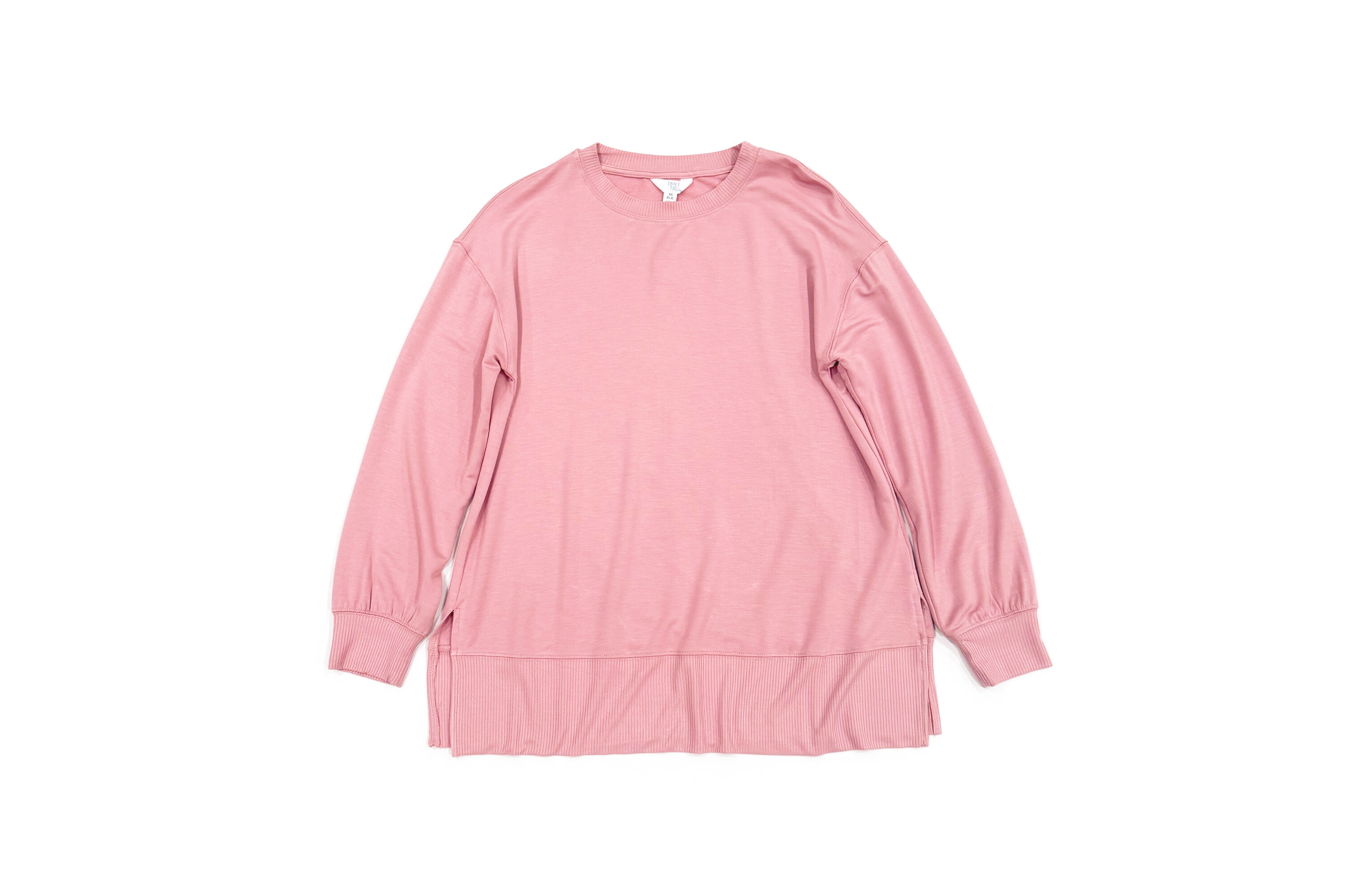 Time and Tru Long Sleeve French Terry Tunic Top