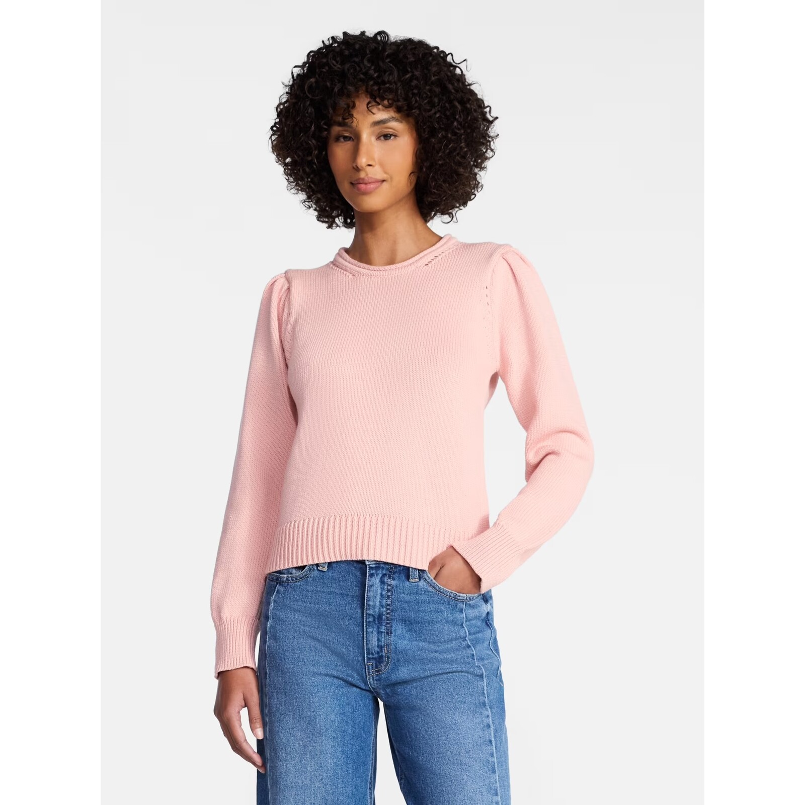 Time and Tru Puff Sleeve Crewneck Sweater