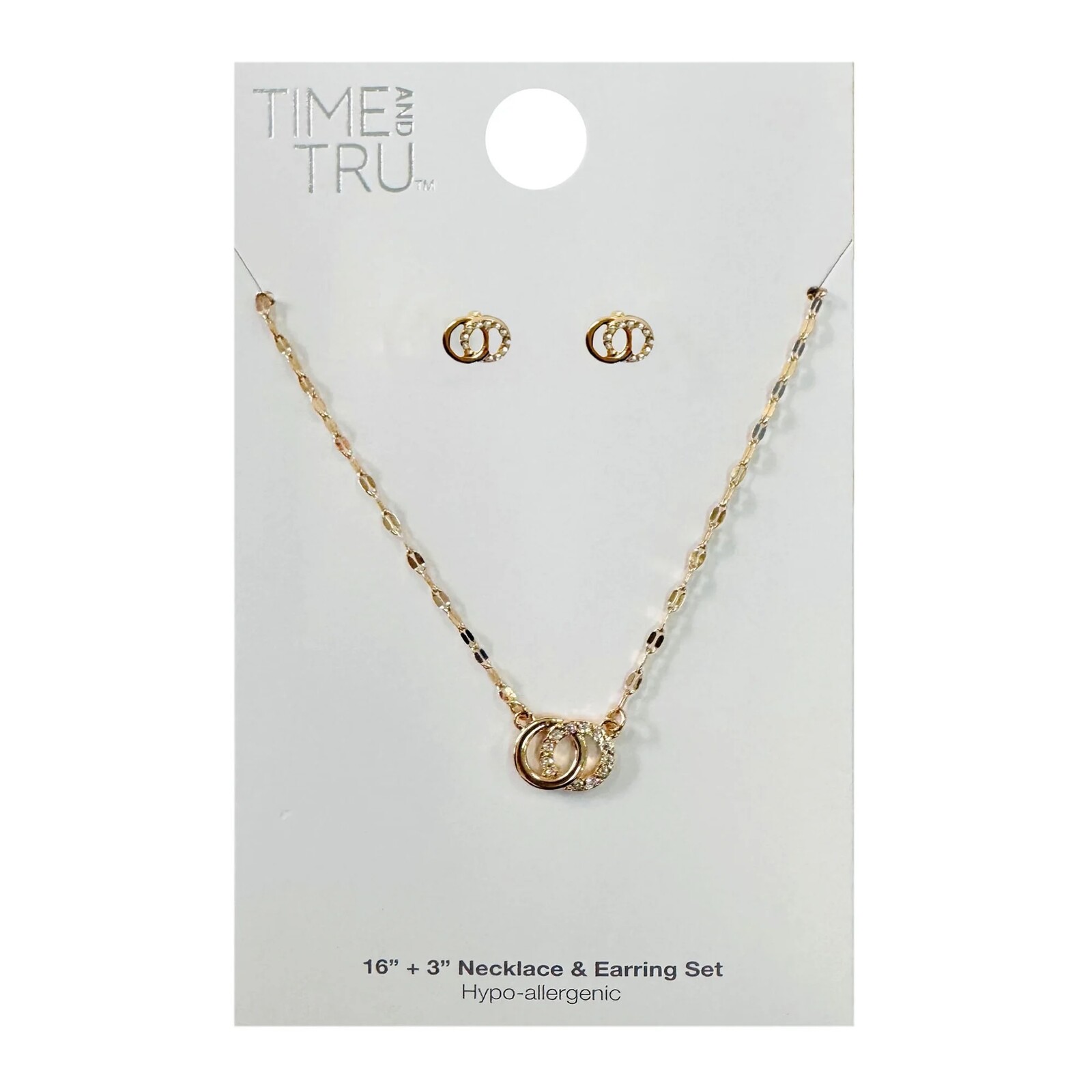 Time and Tru Interlocking Circles Necklace & Earring Set