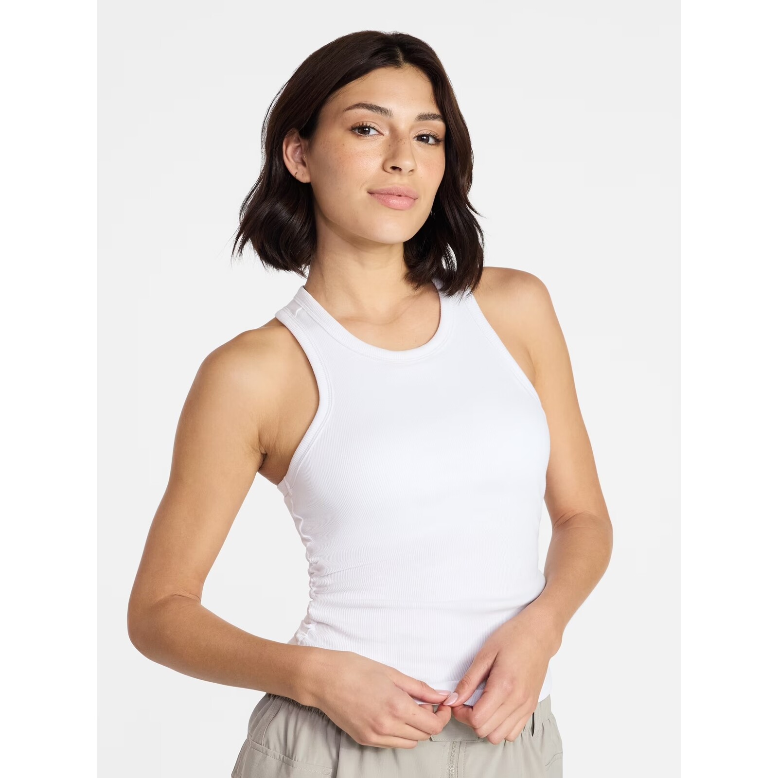 Avia Cotton Ruched Rib Tank Top