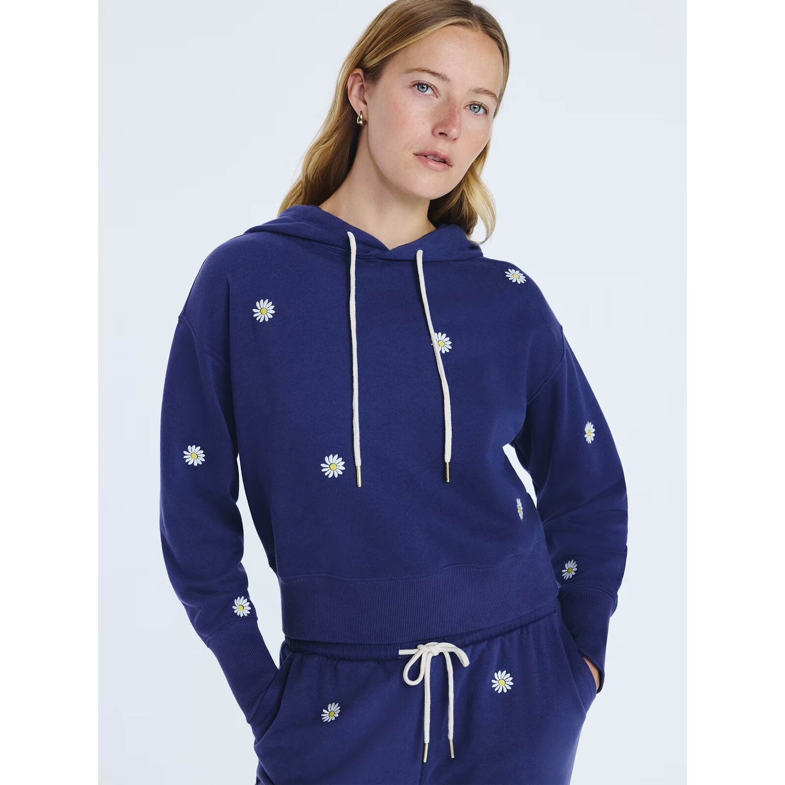 Free Assembly Cropped Embroidered Pullover Hoodie Sweatshirt