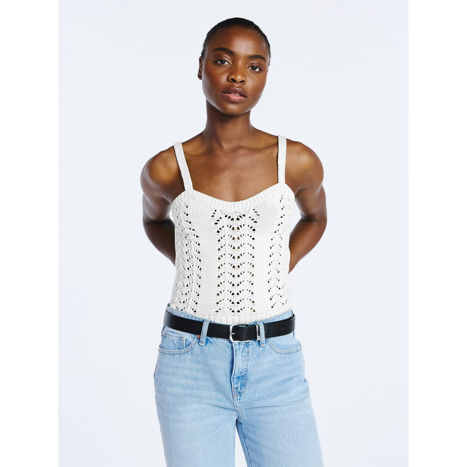 Scoop Crochet Sweater Tank Top