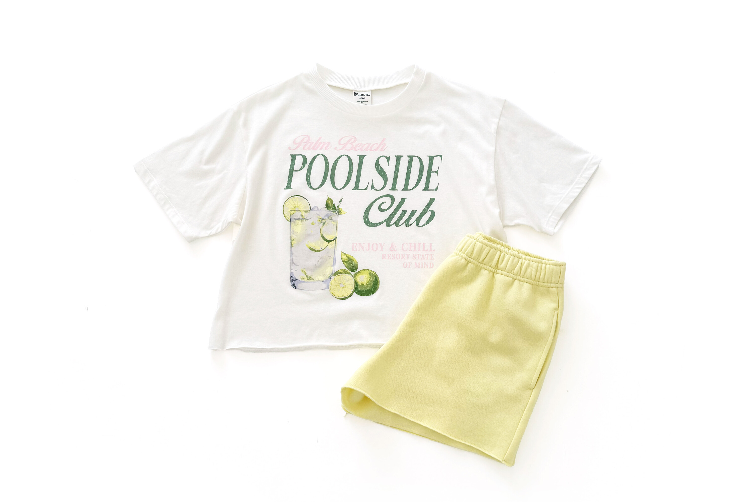 No Boundaries Boxy Cropped Graphic Tee & Foldover Shorts