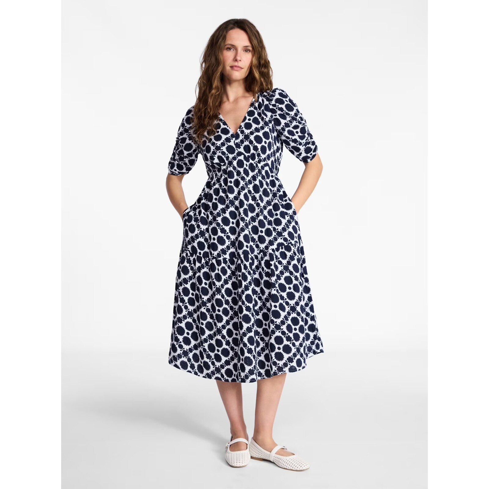 Time and Tru Cotton Tiered Midi Dress