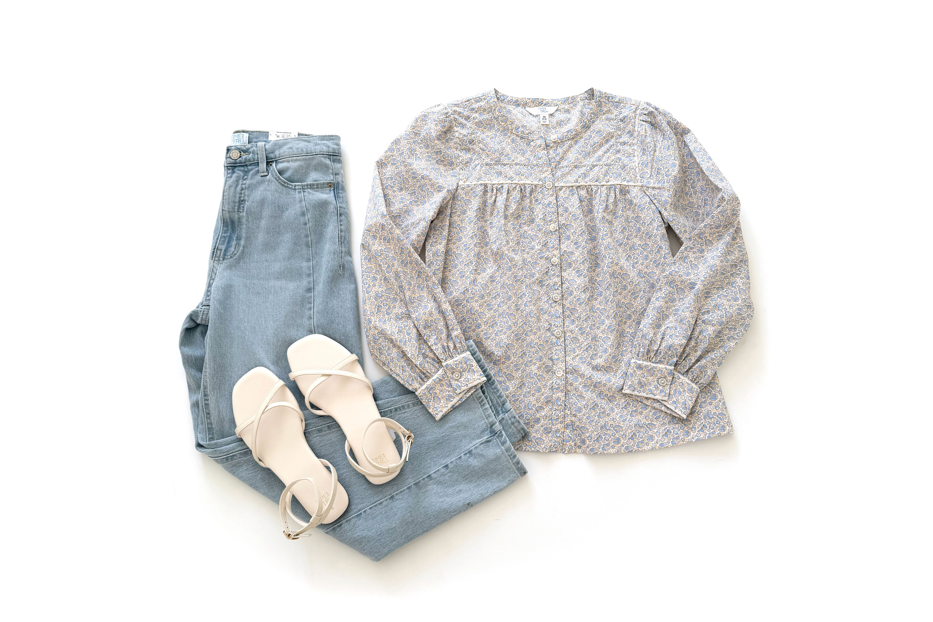 Time and Tru Button Front Shirt Early Spring Outfit Idea