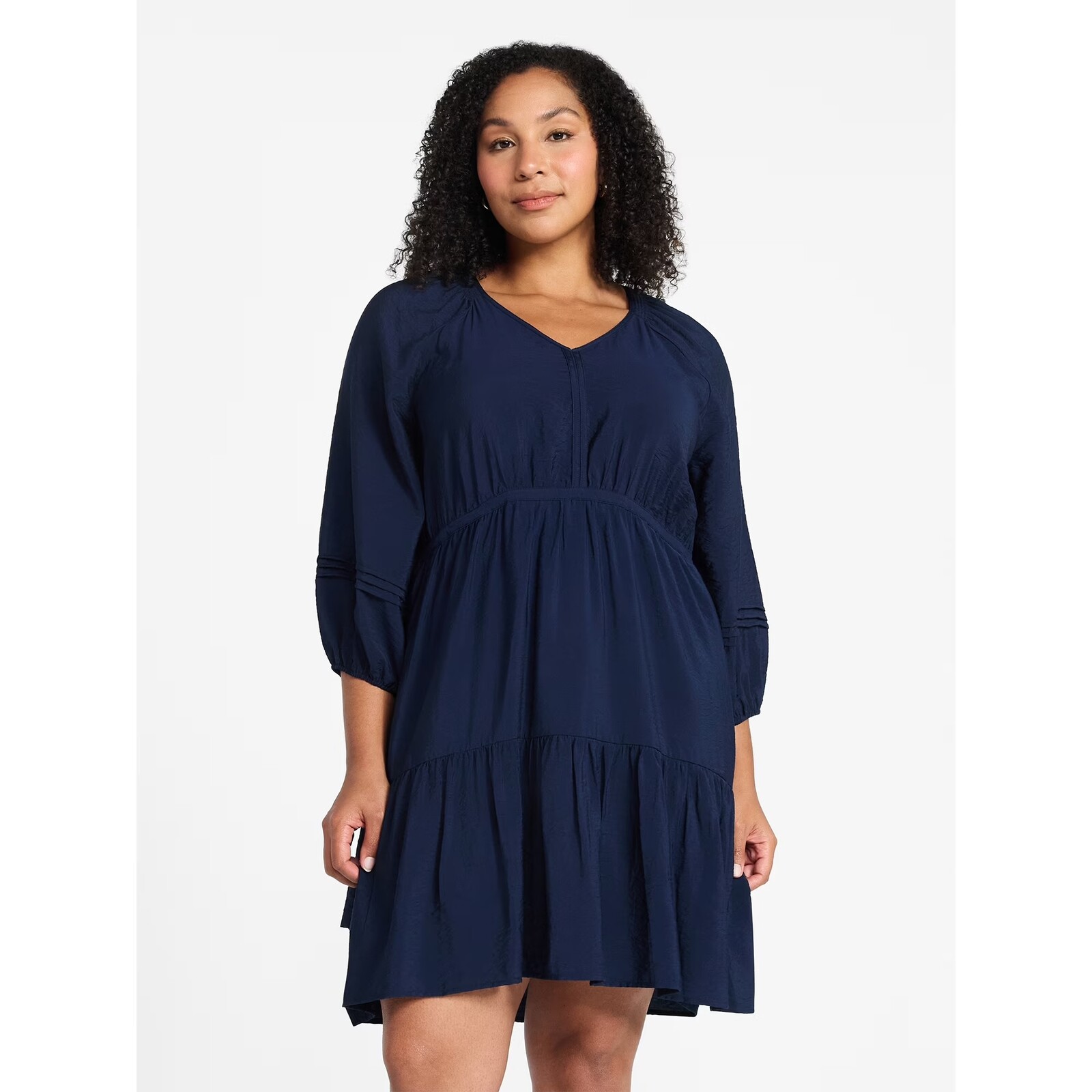 Time and Tru Tiered Mini Dress with ¾ Sleeves