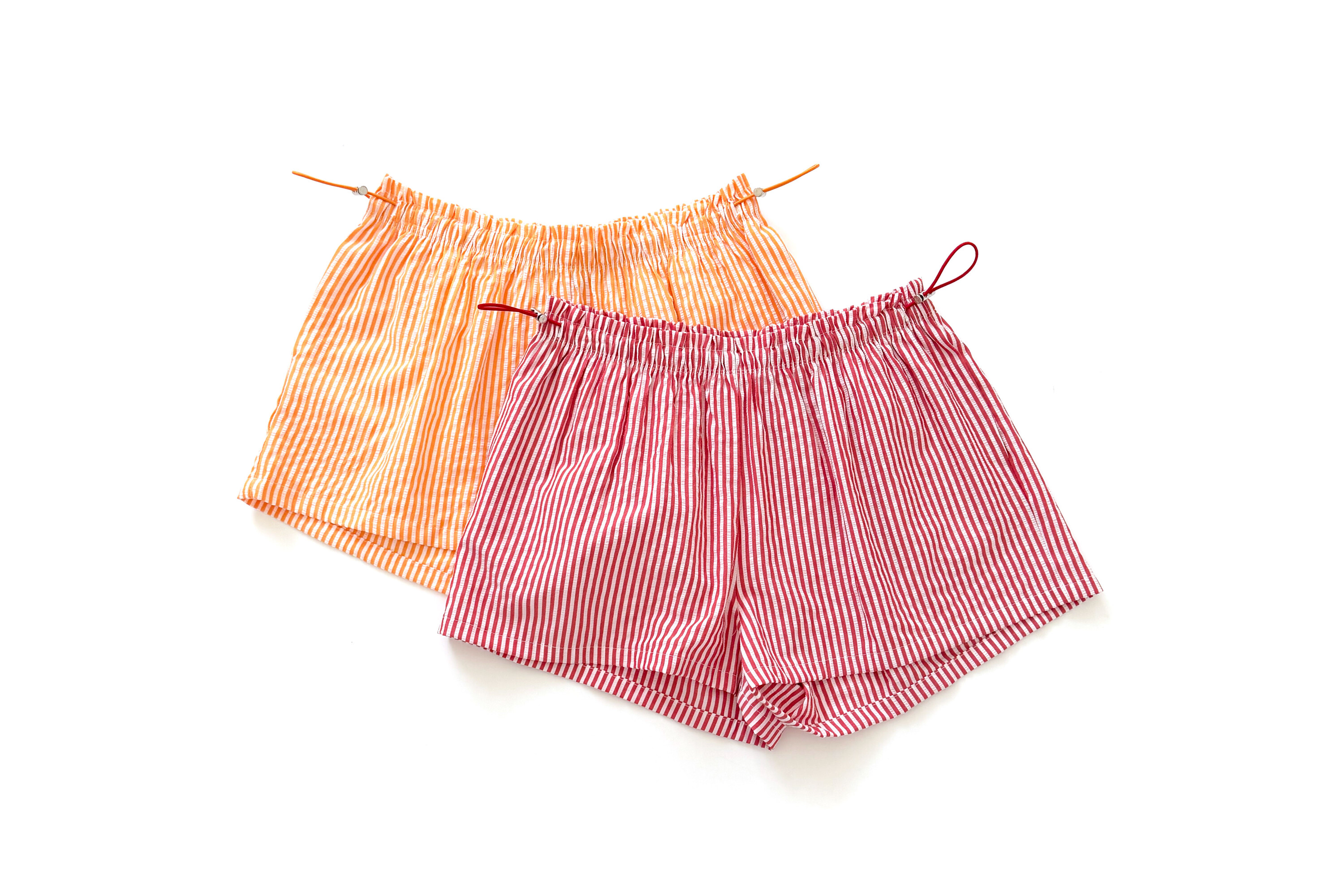 No Boundaries Striped Seersucker Bungee Shorts