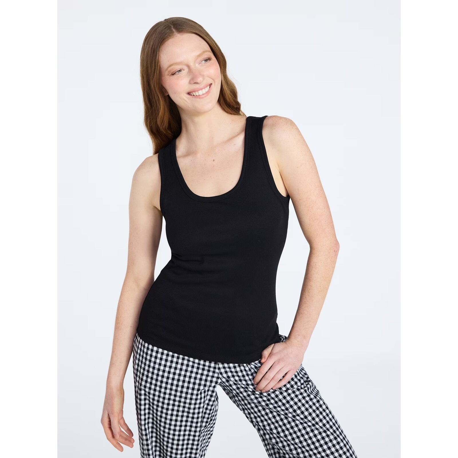 Joyspun Ribbed Tank with Inner Bra