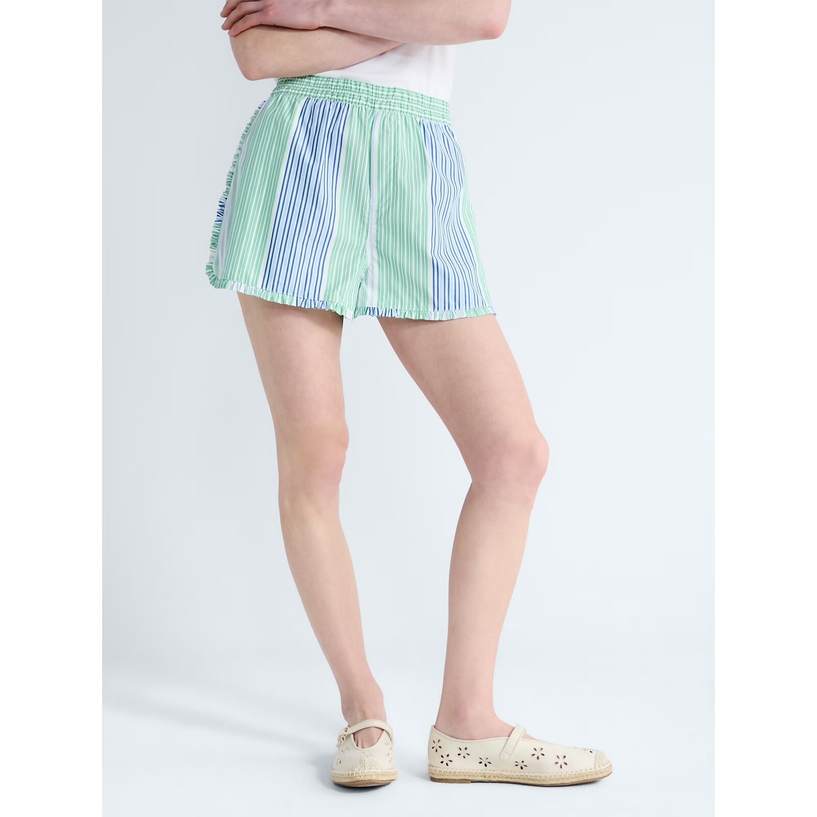 Free Assembly Ruffle Trim Cotton Poplin Shorts