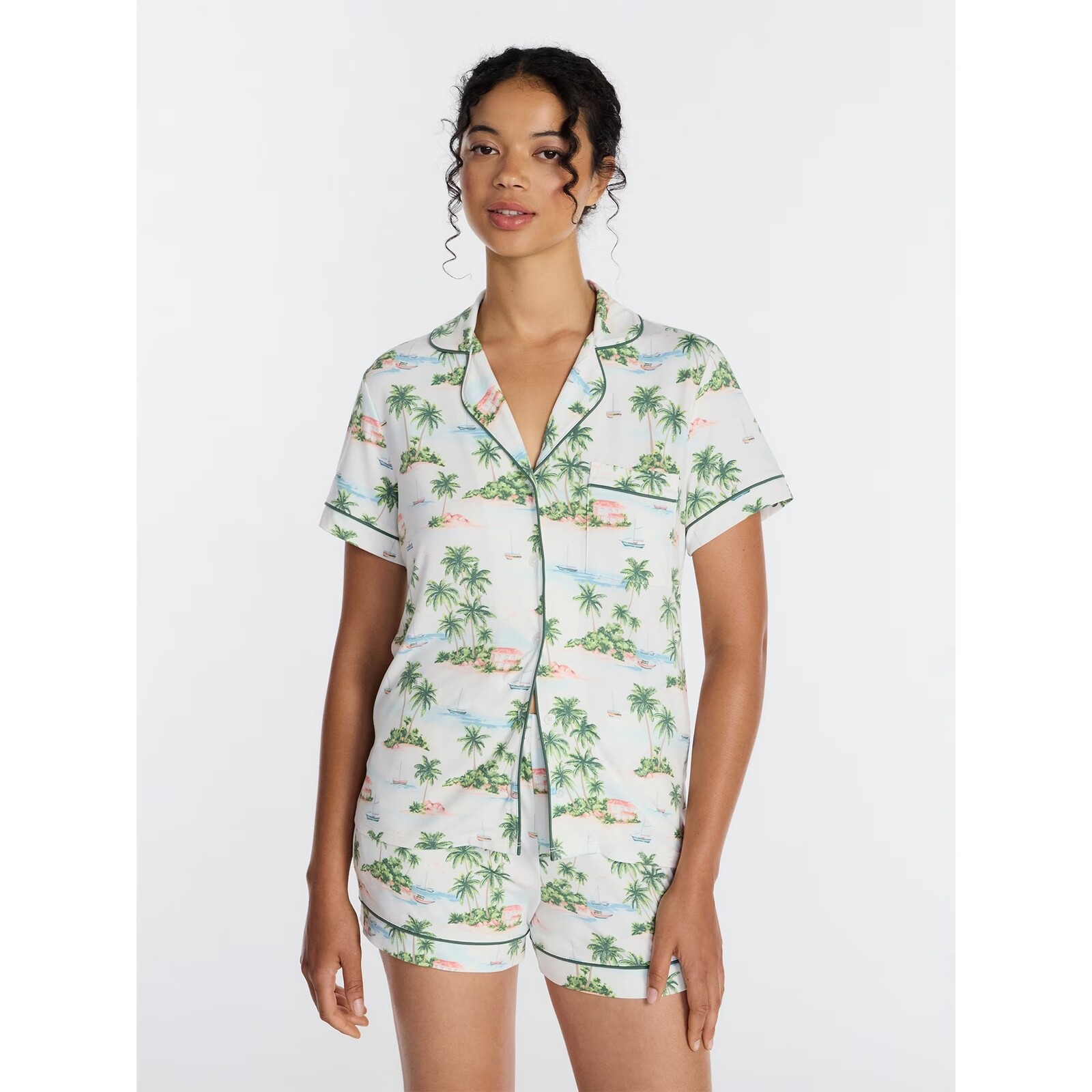 Joyspun Dreamy Soft Notch Collar Top and Shorts Pajama Set