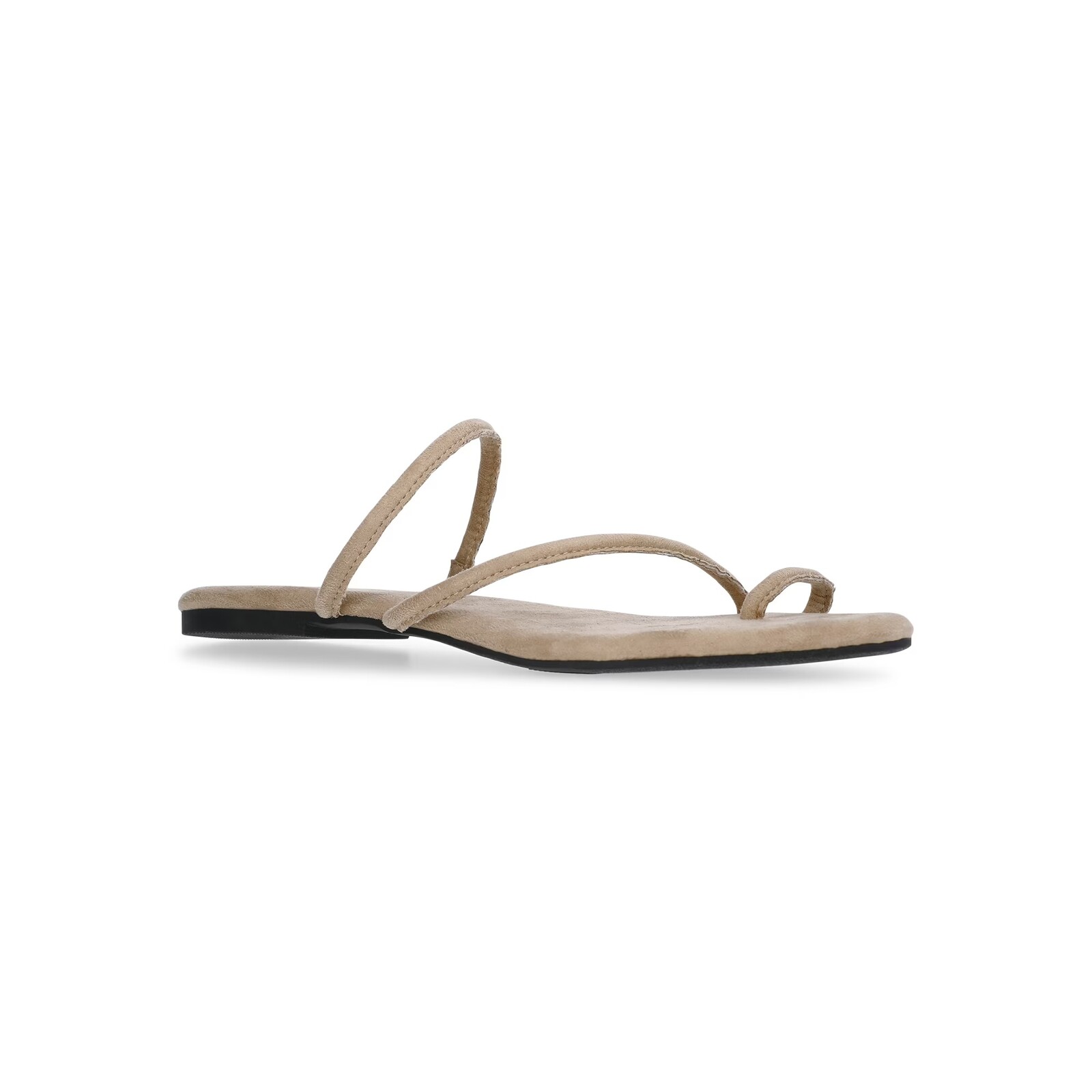Time and Faux Suede Barely There Toe Loop Sandals