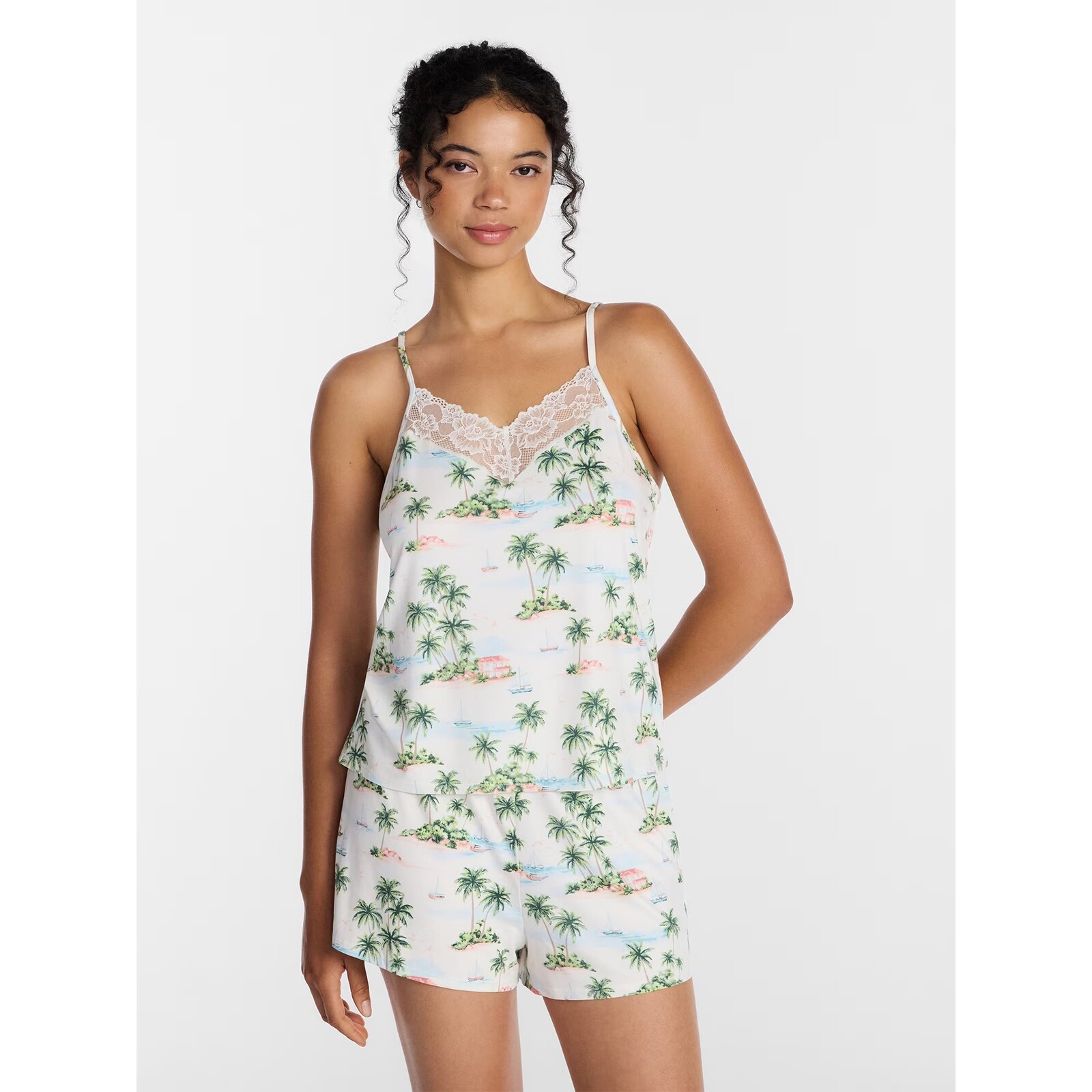 Joyspun Lace Trim Knit Cami and Shorts Sleep Set