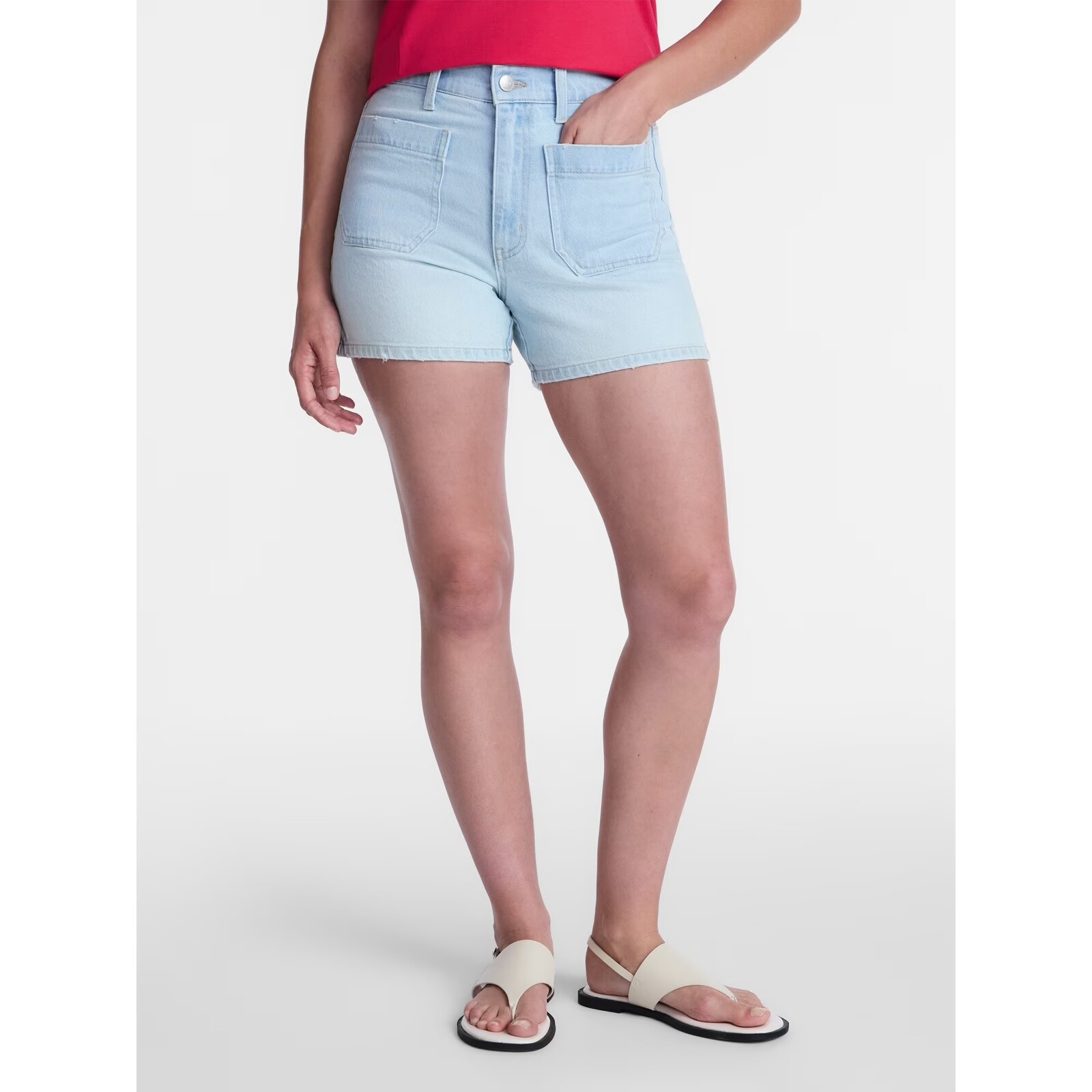 Time and Tru High Rise Patch Pocket Denim Short