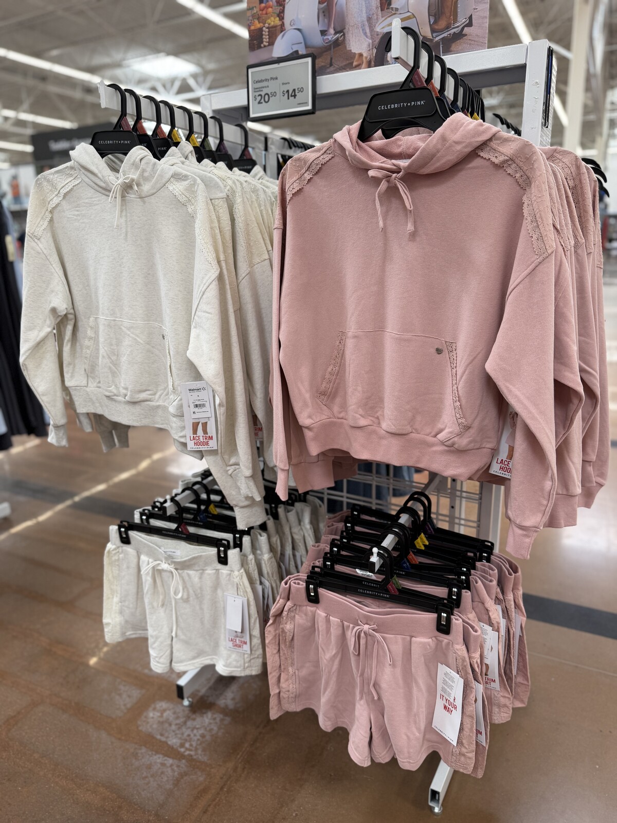 Celebrity Pink Lace Trim Hoodie and Shorts