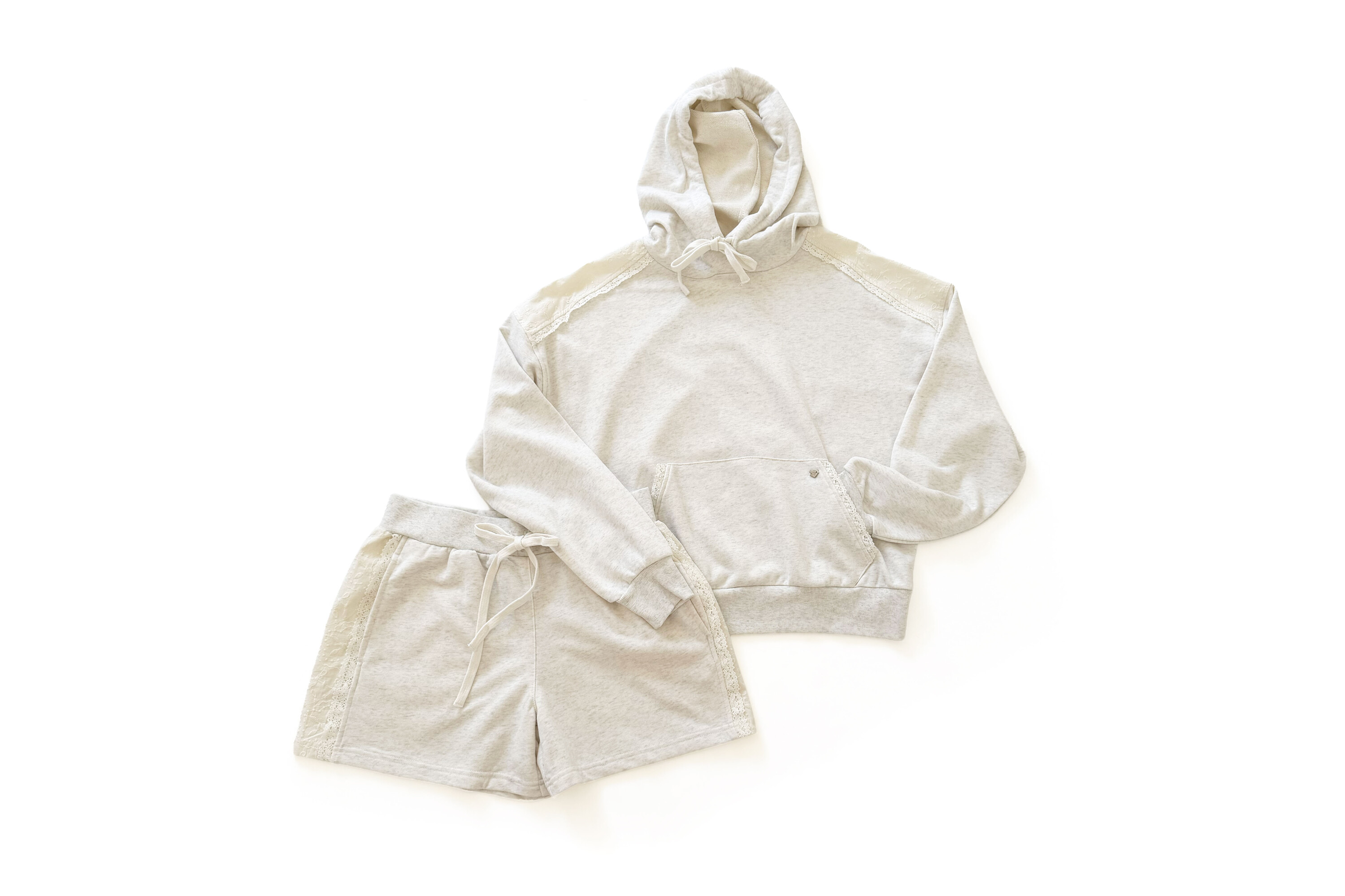 Celebrity Pink Lace Trim Hoodie and Matching Shorts