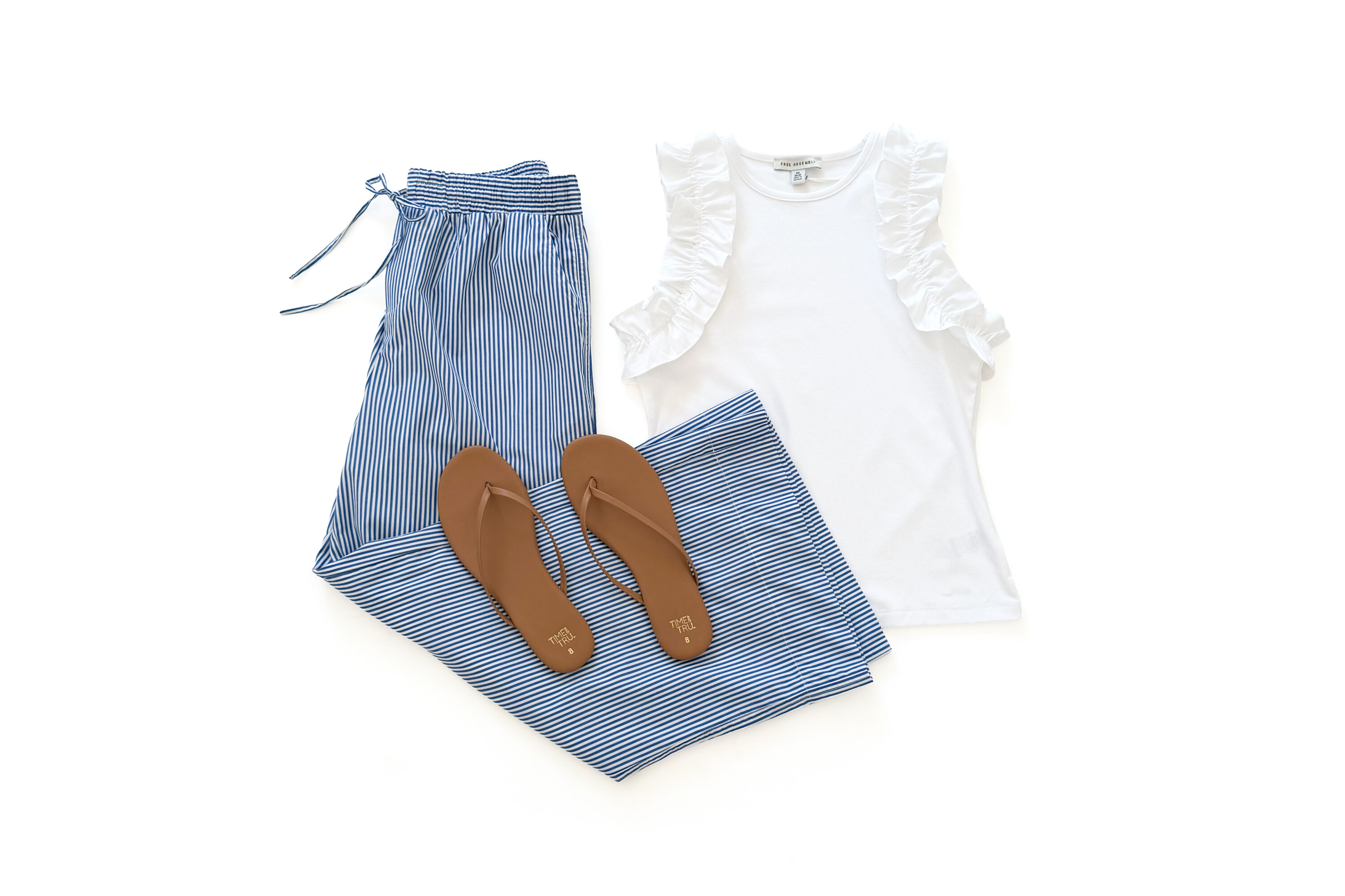 Free Assembly Ruffle Trim Tank Top & Poplin Pants Outfit Idea