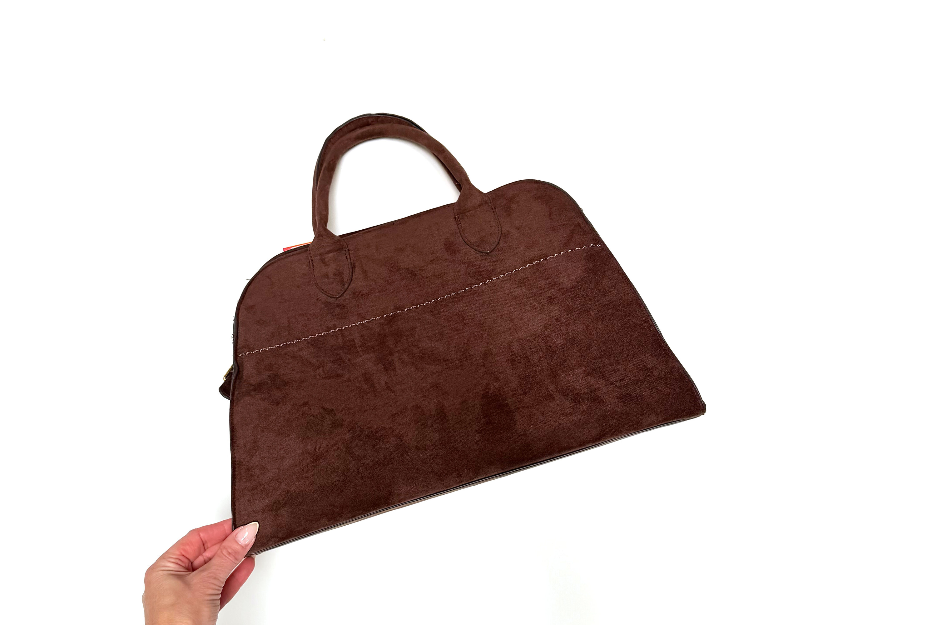 Time and Tru Sage Satchel Soft Faux Suede Tote
